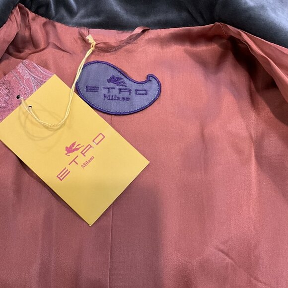 Etro Milano Women's Jacquard Wool Blend Coat Long Geometric Pattern Italy - Picture 4 of 7